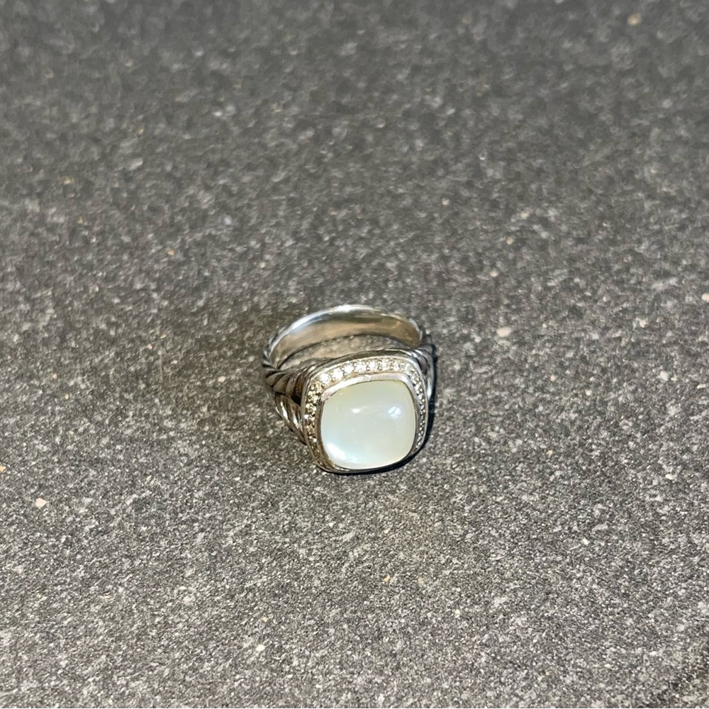 David Yurman Albion Moonquartz Diamond Ring in Sterling Silver 0.09 CTW